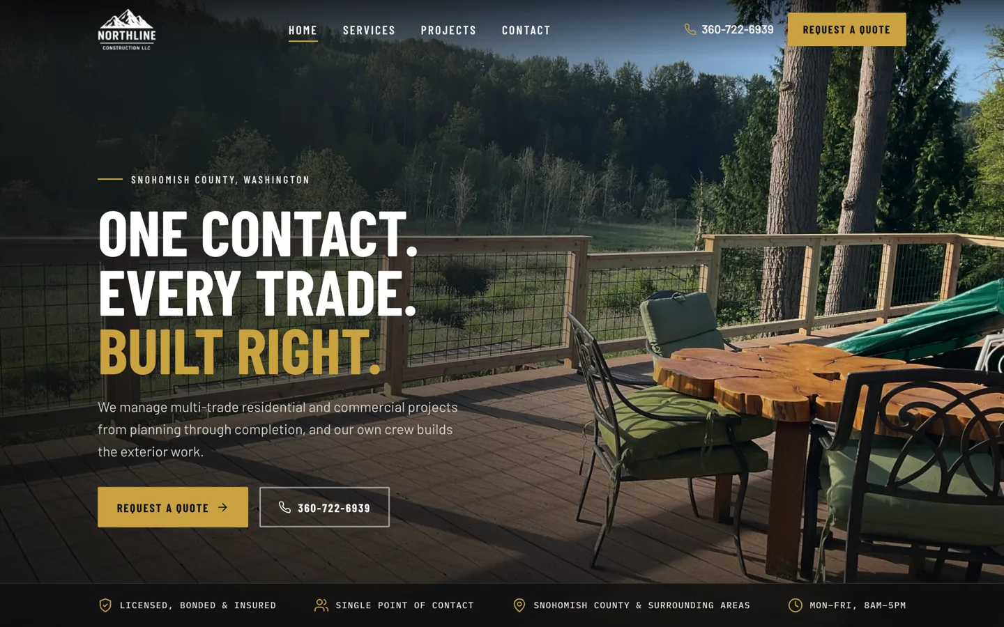 Northline Construction website home page