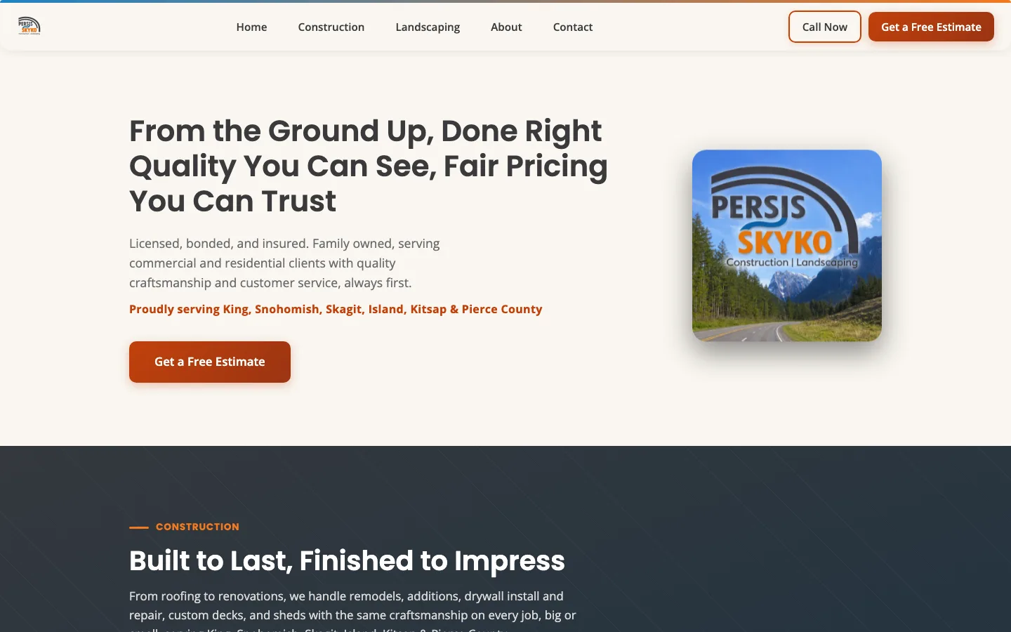 Persis Skyko website home page